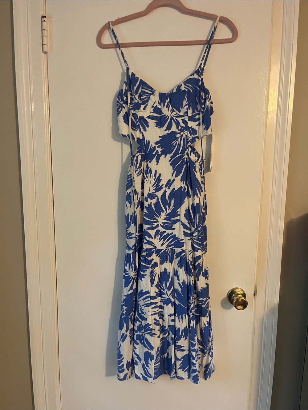 Brand new Aqua Blue and White Floral Maxi Dress